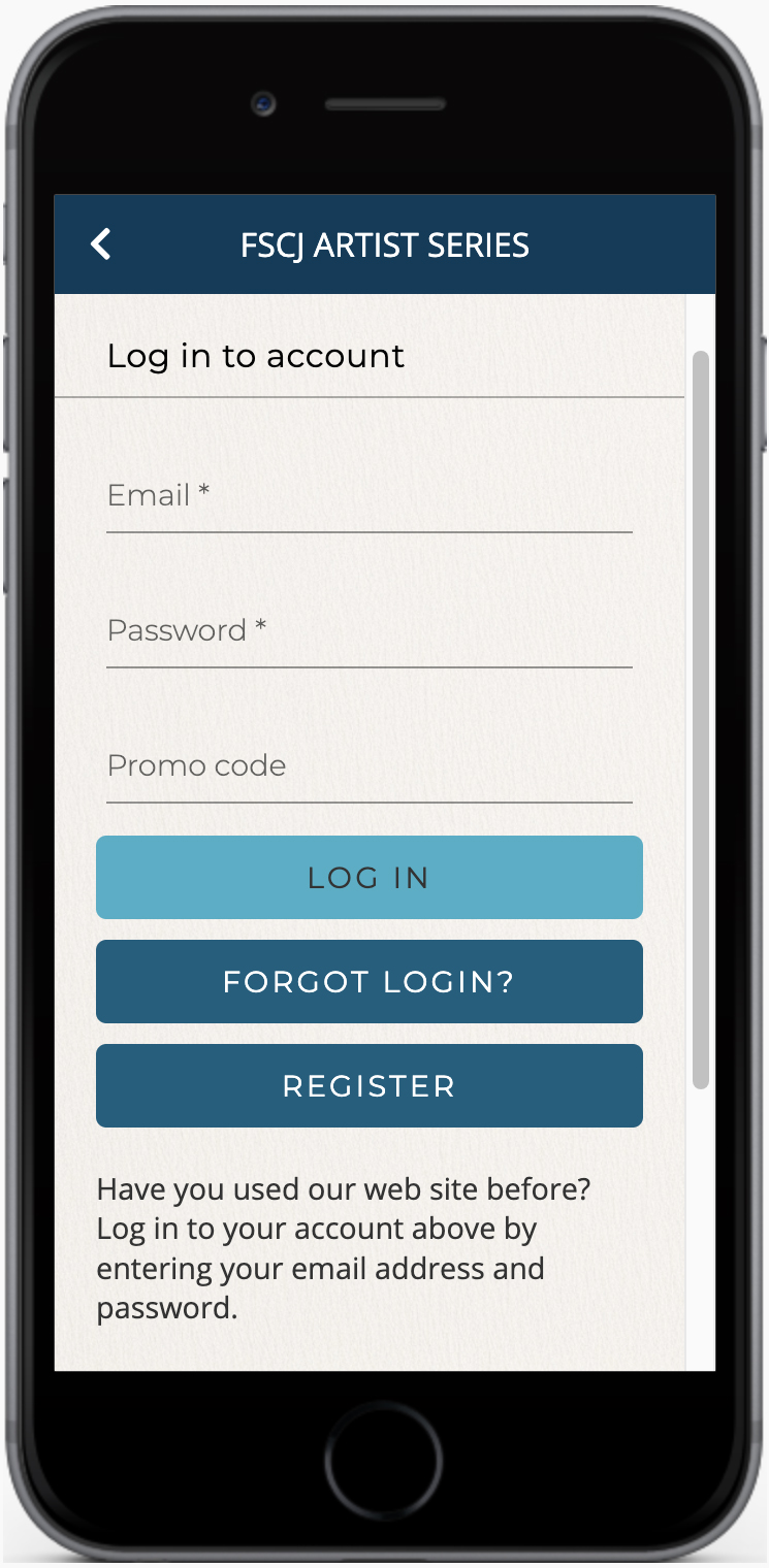 Log in page